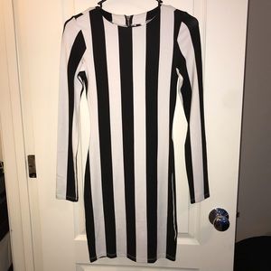 Black and white striped dress